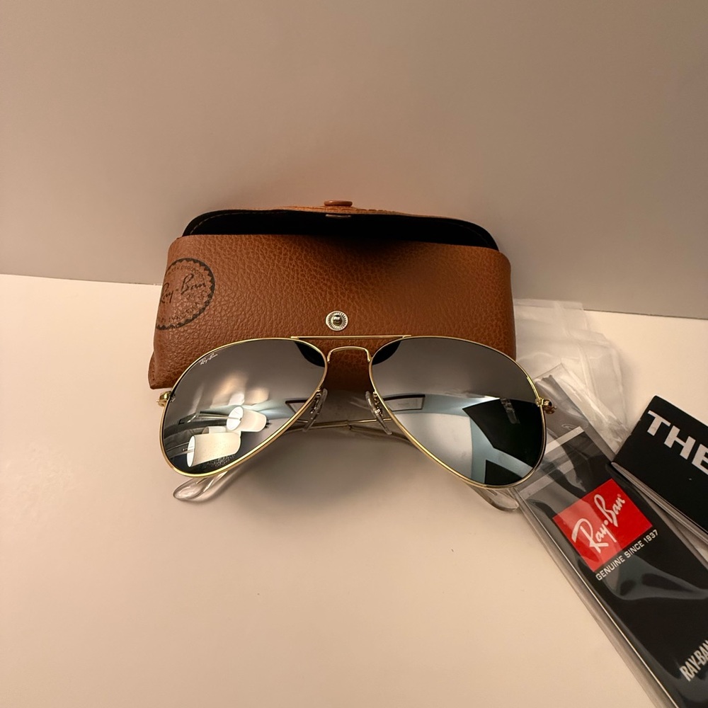 Ray-Ban Aviator Sunglasses RB3026 58-14mm Gold/Silver Mirror Lens 001/30 Unisex - Picture 3 of 17